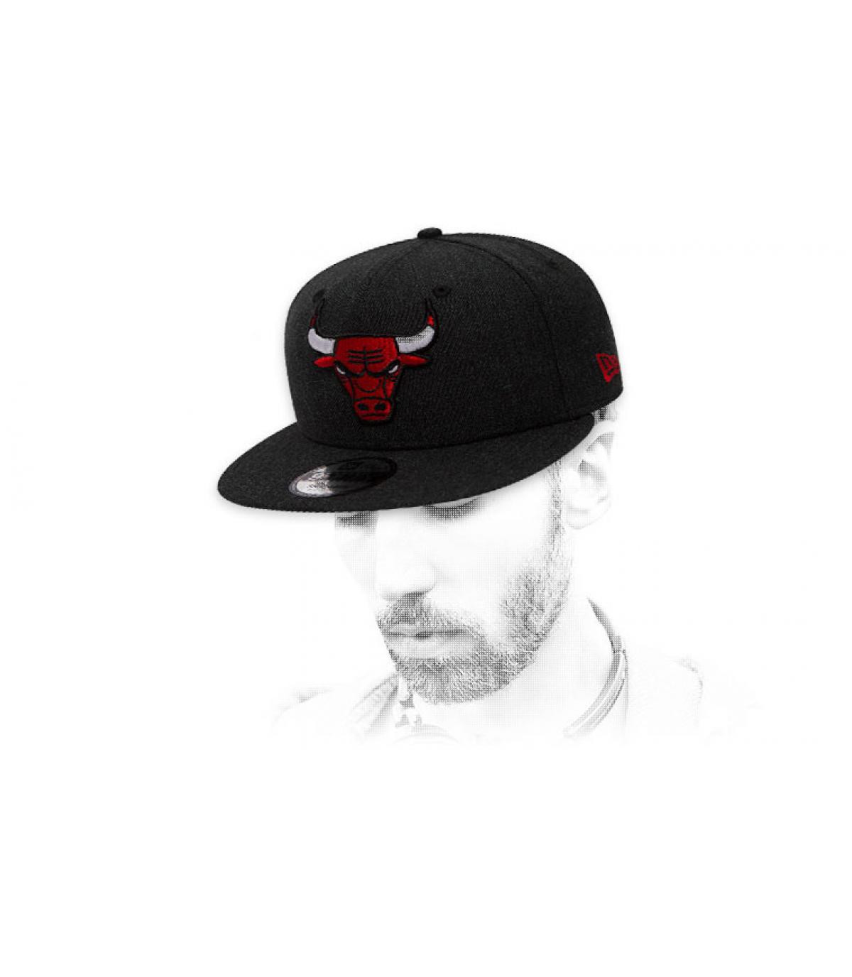 Bulls di erica nera di snapback Team Heather 9Fifty Bulls